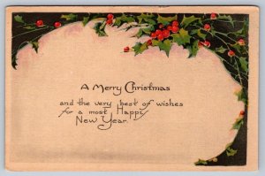 A Merry Christmas And Best Wishes For A Happy New Year, Vintage Postcard #2