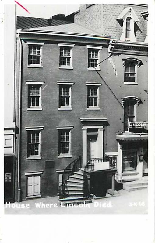 RPPC of the Peterson House Where Lincoln Died in Washington DC
