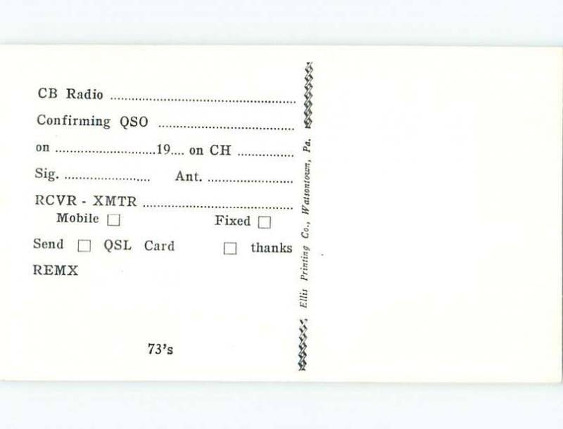 comic - QSL CB HAM RADIO CARD Linden Pennsylvania PA t9582