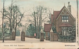 BIRMINGHAM ENGLAND~Cannon Hill Park Entrance~1904 TINTED PHOTO POSTCARD