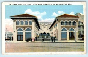 ST PETERSBURG, Florida FL~ LA PLAZA THEATRE Court & Main Entrance 1920s Postcard