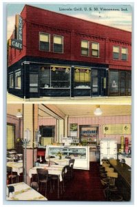 1949 Multi-View Lincoln Grill US 50 Vincennes Indiana IN Vintage Posted Postcard