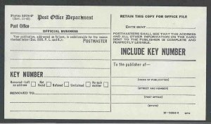 1947 POST OFFICE DEPT FORM #3578-P W/OUT POSTAGE DUE INFO PUBLICATIONS SEE INFO