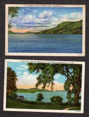 NY Lot 2 Otsego Lake COOPERSTOWN NEW YORK Postcards