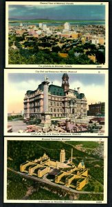 #785m  Montreal (3) Pcs General View, University, Bonsecours Market Unused Linen