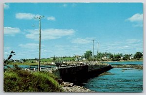 Bridge And Causeway At Mouth of Narraguagus River Millbridge Maine Postcard A32