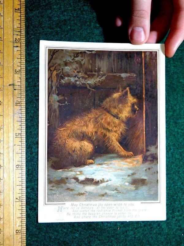 Lovely Dog Winter, May Christmas Joy Open Wide To You, Poem Victorian Card #L