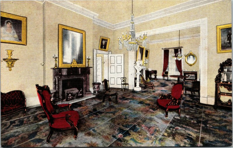 Vtg 1940s Drawing Room Hermitage General Andrew Jackson Nashville TN Postcard