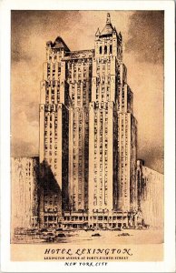 Hotel Lexington High Rise building Forty Eight St New York NY Postcard Unused 
