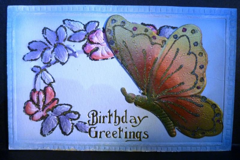 Postcard Mechanical Popup Butterfly Birthday Greetings C37