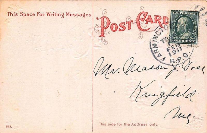Valentine Cupid Beautiful Woman Poem Railroad R.P.O. Cancel Postcard