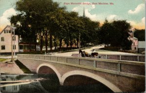 Vtg 1908 Pope Memorial Bridge Horse Buggy East Machias Maine ME Postcard