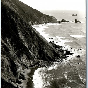 c1940s California Pacific Coast RPPC Redwood Highway Cliff Birds Eye Photo A165