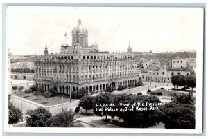 Havana Cuba Postcard View of the Presidential Palace Park c1940's RPPC Photo