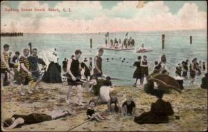 South Beach Staten Island NY Bathing Scene c1910 Postcard 