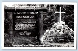 Mt. Hood Loop Highway Oregon OR Postcard RPPC Photo Pioneer Woman's Grave c1950s