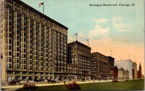 Illinois Chicago Scene Along Michigan Boulevard 1918