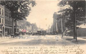 Norwalk Ohio~Busy West Main Street~Storefronts~Bank~Restaurant~People~1906