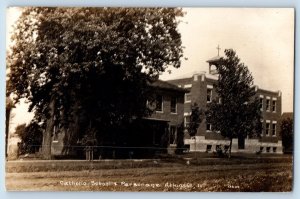Atkinson Illinois IL Postcard RPPC Photo Catholic Church & Parsonage c1910's