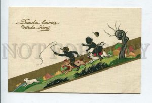 427216 EASTER Silhouette HUNT Hare Rabbit Vintage ART DECO PC