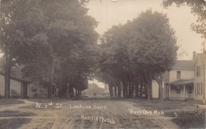 DS1/ Burr Oak Michigan RPPC Postcard c1910 N 3rd Street Homes Martin 251