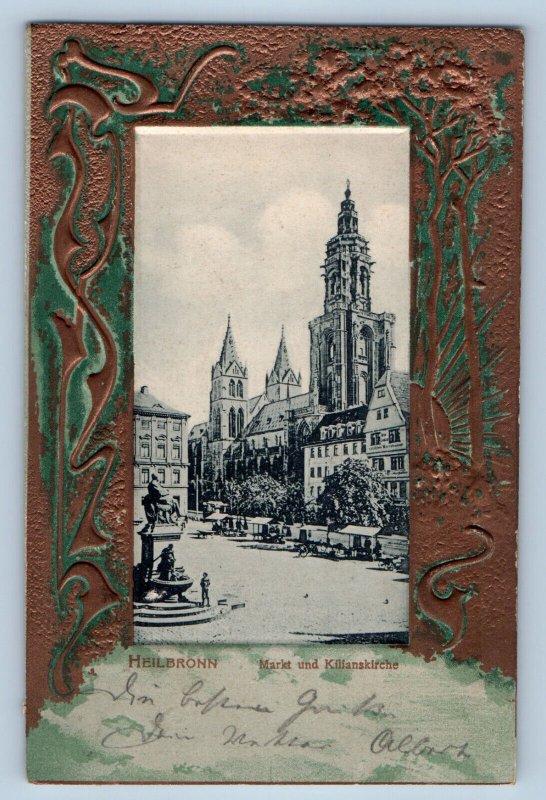 Heilbronn Germany Postcard Market And Kilian's Church 1902 Embossed Posted
