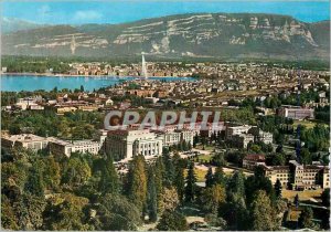 Modern Postcard Geneva UN and the City Palace for aircraft