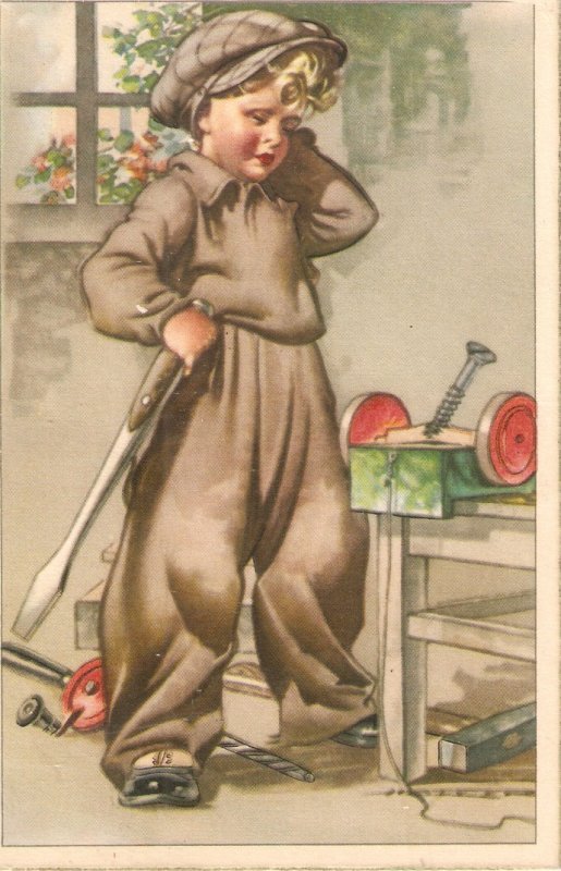 ·Hard working boy Nice Spanish postcard 196'0s