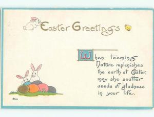 Divided-Back EASTER BUNNY RABBIT SCENE Cute Postcard AA1168