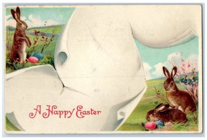 1912 Easter Eggs And Rabbit Eau Claire Wisconsin WI Posted Antique Postcard