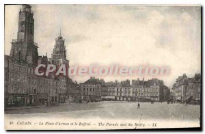 Old Postcard Calais Place D'Armes and Belfry