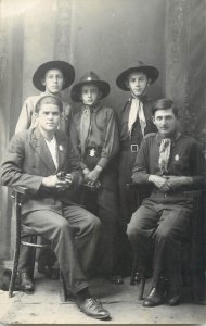 Scouts scoutism souvenir photo postcard 1930s Romania