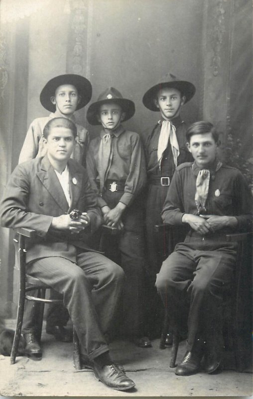 Scouts scoutism souvenir photo postcard 1930s Romania