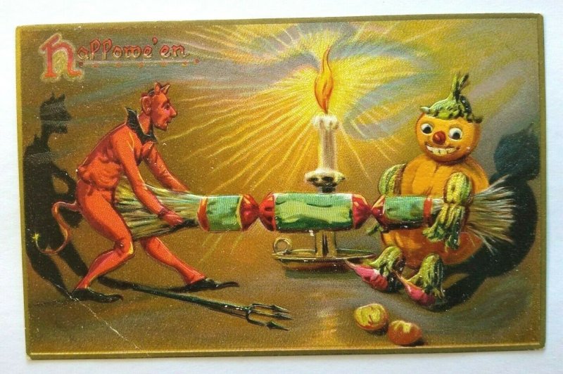 Vintage Halloween Postcard Tuck Original Red Devil Goblin Anthropomorphic 150 