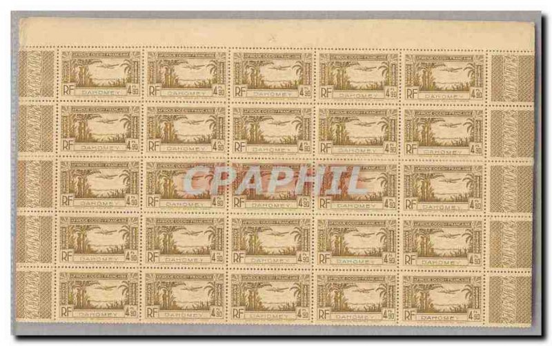 Dahomey COMPLETE SHEET TP 100 Aerienne Station 4 4f90 swarthy olive ** TTB