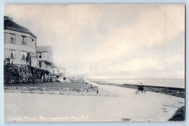Narragansett Pier Rhode Island RI Postcard Ocean Road Scenic View Sea Shore 1905