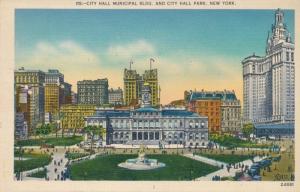Municipal Building at City Hall Park NYC, New York City - pm 1939 - Linen