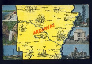 Arkansas/AR Postcard, Multi-View Map, Oil Field, Tower, Cedar Falls, Capitol