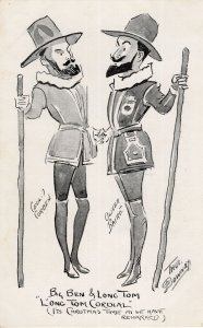 Big Ben & Long Tom Long Cordial Military Fashion Old Comic Postcard