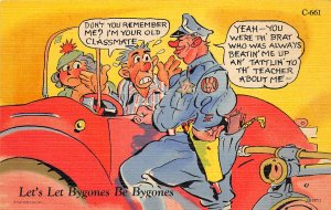 POLICE Motoring 1940s Comic Postcard Bygones Be Bygones Traffic Ticket