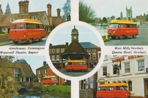 Royal Mail Van at Almshouses Donington + Newbury Queens Hotel Transport Postcard