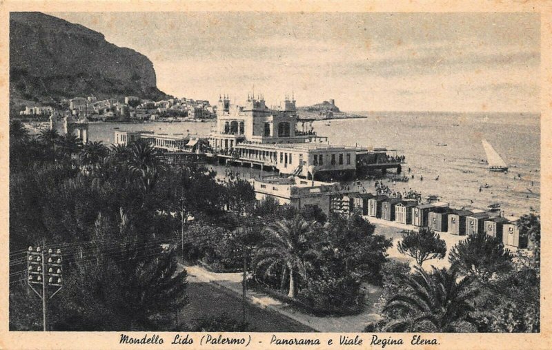 PALERMO SICILY ITALY~MONDELLO LIDO-PANORAMA e VIALE REGINA ELENA-PHOTO POSTCARD