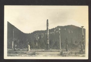 RPPC ALASKAN INDIAN TOTEM POLE ALASKA ESKIMO VINTAGE REAL PHOTO POSTCARD