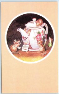 Artist Signed RACEY HELPS ~ Mice TEAPOT TO LET Anthropomorphic Medici Postcard