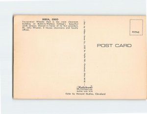 Postcard - Ivy-covered Wheeler Hall, Baldwin-Wallace College - Berea, Ohio
