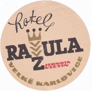 Czechoslovakia Velke Karlovice Hotel Razula Vintage Luggage Label sk3620