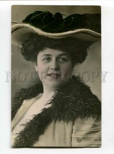 3085625 Plump Lady in Fashionable HAT Vintage PHOTO tinted PC