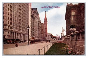 Michigan Ave Street VIew Art Institute Chicago Illinois IL UNP DB Postcard H30