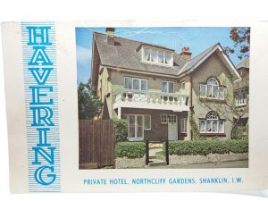 Havering Private Hotel Northcliff Gardens Shanklin Isle of Wight Vtg Postcard