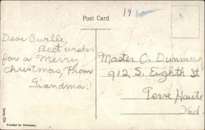 Christmas - Santa Claus Long Brown Coat c1910 Embossed Postcard jrf